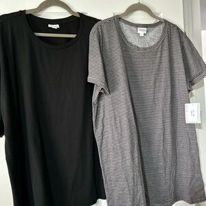 LuLaRoe Black Sequoia and Striped Luv 2X T-Shirt Set